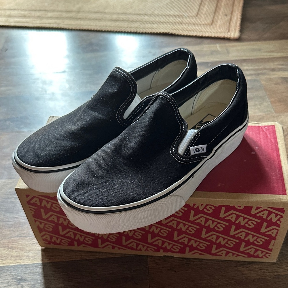 Vans Black and White Slip-On Shoes